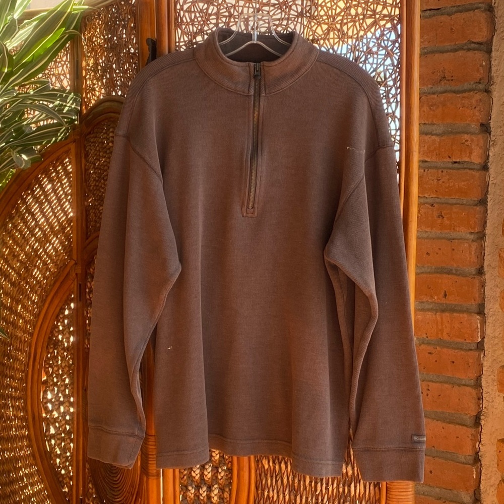 Columbia Men's Boho Brown Zip-Up Sweater Pullover Size L Great Condition
